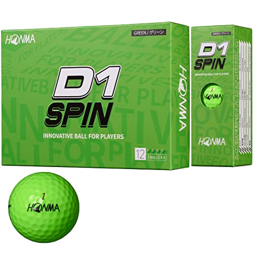 ホンマ ゴルフ ボール D1 D-1 SPIN スピン 2023 2ピース ソフト 飛び系 飛距離 ディスタンス ゴルフボール 1ダース 12球 コスパ 本間ゴルフ 本間 HONMA/1ダース(12球)/グリーン 最後 画像