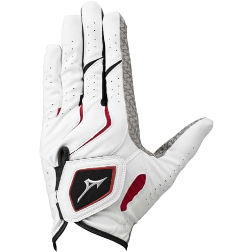 MIZUNO(ミズノ) ゴルフグローブ ダブルグリップ メンズ 左手用 ホワイト/レッド 23cm 5MJML401 1枚目 画像