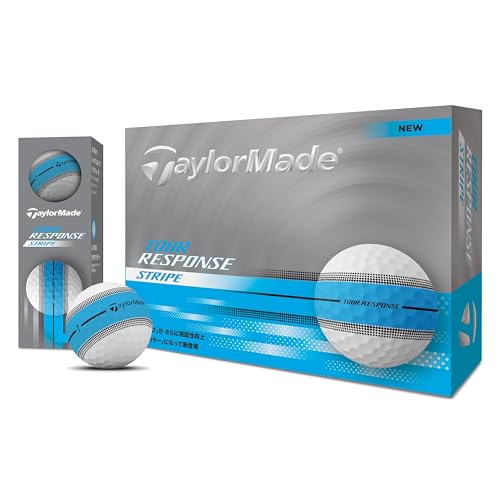 テーラーメイド(TAYLOR MADE) TMJ25 Tour Resp Stripe NEON BLU JPN dz ツアーレスポンス ストライプ ネオン ブルー ゴルフボール ホワイト ブルー 中間 画像