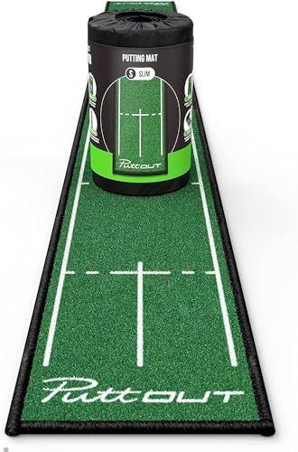 PuttOut スリムゴルフパッティングマット - グリーン - 94.45インチ x 9.8インチ (グリーン) 1枚目 画像