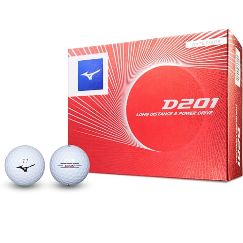MIZUNO(ミズノ) ゴルフボール D201 ホワイト 1ダース 12個入り ディスタンスタイプ ヘッドスピード35m／s以上対応 ソフトなフィーリング 2ピース構造 5NJBD220 1枚目 画像