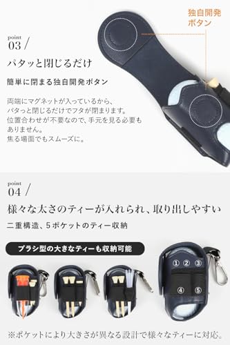 Zesty ゴルフボールケース Lite 機能性にこだわるプレイヤーのゴルフ ボールポーチ ゴルフボール 入れ ホルダー ゴルフ用品 小物 (ネイビー) 中間 画像
