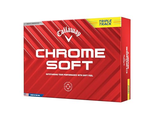 キャロウェイ(Callaway) ゴルフボール CHROME SOFT YLW 24 TRIPLE TRACK 1ダース(12個入り) 3ピース構造 トリプル・トラック イエロー 1枚目 画像