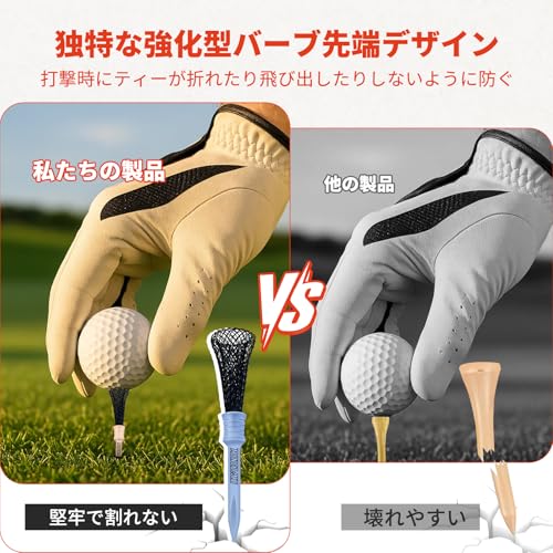 Minezaki【セット品】旋風ティー ゴルフティー ロング 正規品 モノフィラメント構造ティー 弾性型 アップグレードヘッド 幅17mm でボールが乗せやすい ゴルフコンペ アクセサリー ゴルフ用品 ロングティー (83mm) 6本入 中間 画像