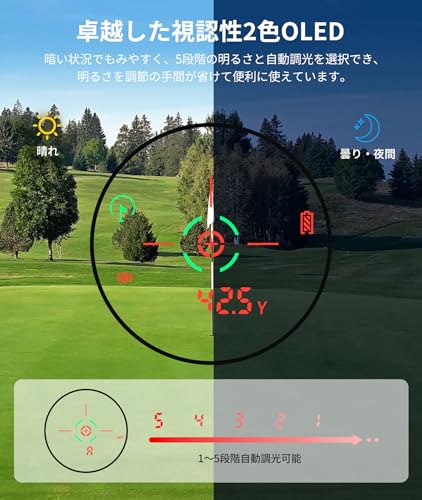 EENOUR ゴルフレーザー距離計 U1/U2 超小型 最速0.02s測定 3点間距離 7倍望遠 高透過レンズ ミニ 単眼 距離計測器 874yd対応 専用ケース付き (OLED赤緑表示 U2, ブラック) 中間 画像