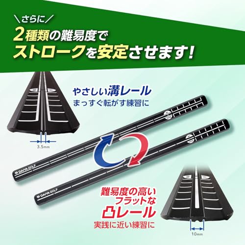 ダイヤゴルフ(DAIYA GOLF) パットチェッカーロング 2種類の難易度で練習できる両面仕様 持ち運びに便利な収納袋付き パター練習器具 パット練習器具 レール ゴルフ練習器具 練習用品 トレーニング器具 パッティングレール パターレール パッティングストローク 矯正 セルフチェック コンパクト 室内練習 屋内 練習ボール 初心者 上級者 TR-5012 中間 画像