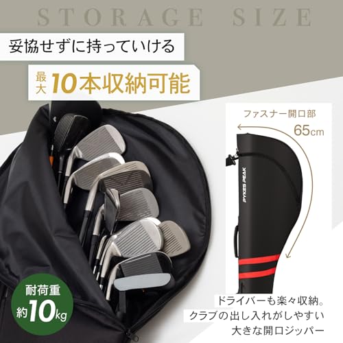 PYKES PEAK(パイクスピーク)ゴルフ クラブケース【10本収納 折畳み コンパクト】打ちっぱなし 練習用 47インチ対応 3ポケット GCC-101【モノグラムグレー】 中間 画像
