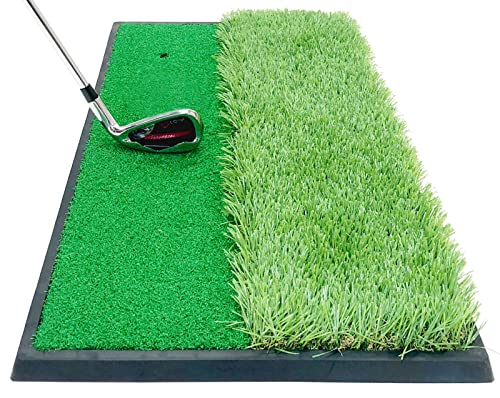 GolfStyle ゴルフマット ゴルフ 練習 マット 2WAY 人工芝 ラフ フェアウェイ ゴムマット土台が重いから動かない 素振り スイング 練習器具 室内 屋外 33×62cm 単品 1枚目 画像
