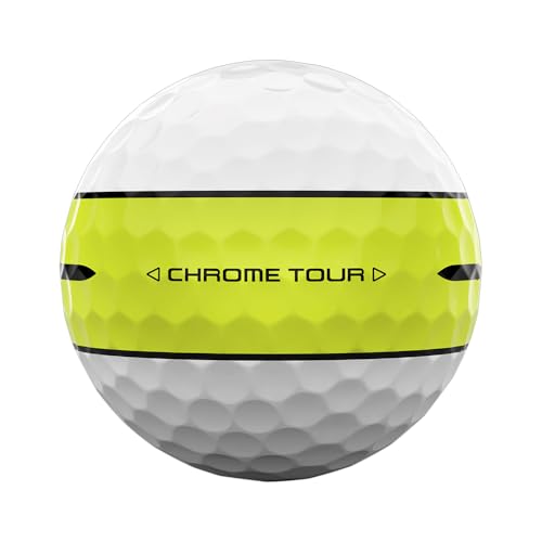 キャロウェイ(Callaway) ゴルフボール CHROME TOUR 24 360 YLW STRIPE 4ピース構造 360°イエローストライプ・ホワイト 中間 画像