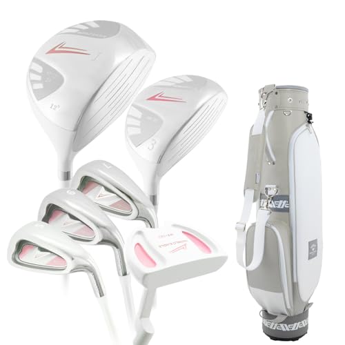 WORLD EAGLE アウトレット 初心者向け 女性用 ゴルフクラブセット 右利き用 6本 ヘッドカバー付き ハーフ レディースクラブセット ティアベル クラブケース【グレイ】 クラブカラー:ホワイト【WE-101】 1枚目 画像