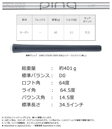 PING ピン BunkR レディース ウエッジ PING LE WEDGE カーボンシャフト 右用 64度 中間 画像