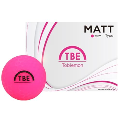 飛衛門 ゴルフ ボール マットカラー 1ダース12球入 2ピース トビエモン ディスタンス DISTANCE コスパ 安い 安価 全5色/1ダース(12球)/マットピンク 1枚目 画像