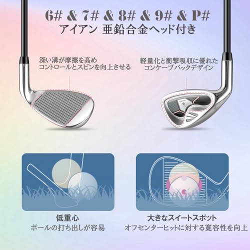 GYMAX ゴルフ クラブのみセット 右利き用 クラブ9本 (1W/3W/4W/6I/7I/8I/9I/PW/PT) 初心者向け ヘッドカバー付き バッグなし ゴルフ体験の向上 メンズ レディース (レディース-ピンク) 中間 画像