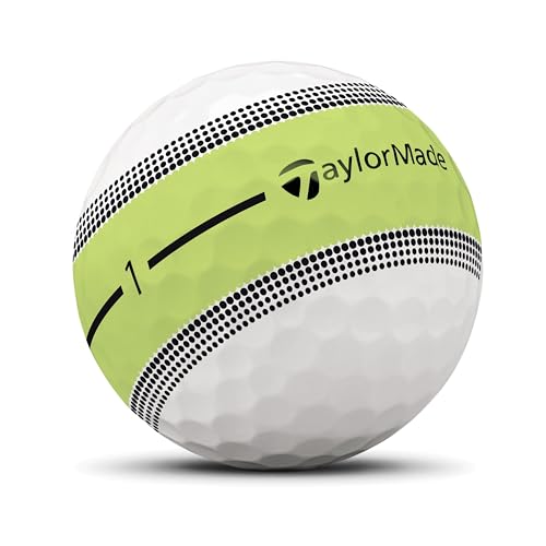 テーラーメイド(TAYLOR MADE) TMJ25 Tour Resp Stripe NEON YLW JPN dz ツアーレスポンス ストライプ ネオン イエロー ゴルフボール ホワイト イエロー 最後 画像