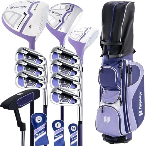 GYMAX ゴルフクラブセット レディース ゴルフセット クラブセット クラブ11本 右利き用 軽量設計 低重心 高弾道 寛容性向上 カバー付き キャディバック付き ゴルフ用品 プレゼント Purple 画像1