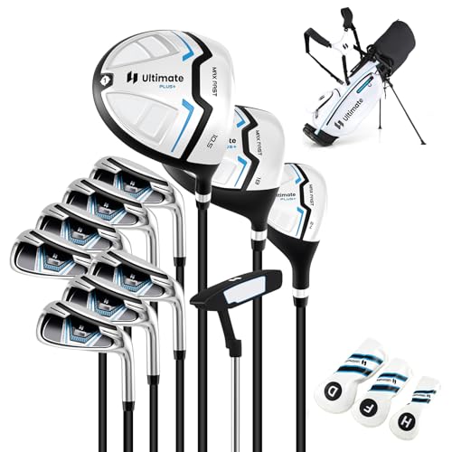 ゴルフクラブセット メンズ 初心者 クラブ11本セット 防水のキャディバッグ付き 右利き ゴルフセット クラブセット ホワイト メンズゴルフセット 1枚目 画像