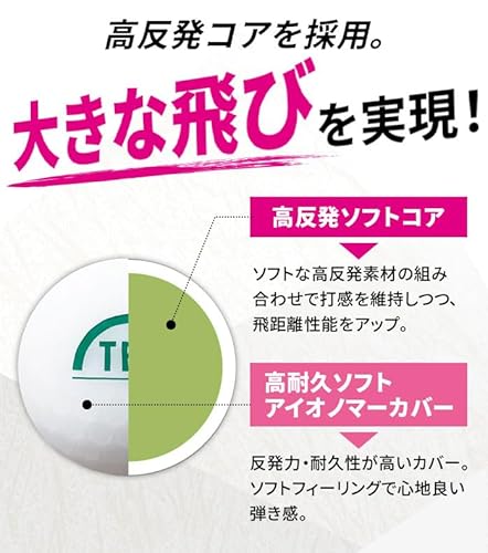飛衛門 ゴルフ ボール マットカラー 1ダース12球入 2ピース トビエモン ディスタンス DISTANCE コスパ 安い 安価 全5色/1ダース(12球)/マットピンク 中間 画像