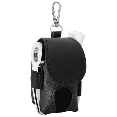 gotesa ゴルフボールケース ボールポーチ 磁気マーカー グリーンフォーク ティーホルダー ゴルフ用品 便利グッズ 小物入れ (ブラック) 1枚目 画像
