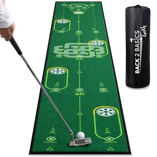 BACK2BASICSGOLF パターマット パター練習マット パター練習器具 【全英覇者コーチ監修x高速グリーンx距離感x方向性xインパクト向上x3mxガイドブック付きxグリーン】 1枚目 画像