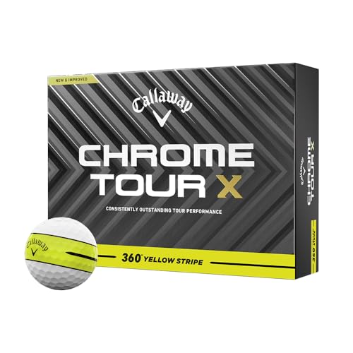 キャロウェイ(Callaway) ゴルフボール CHROME TOUR X 24 360 YLW STRIPE 4ピース構造 360°イエローストライプ・ホワイト 1枚目 画像