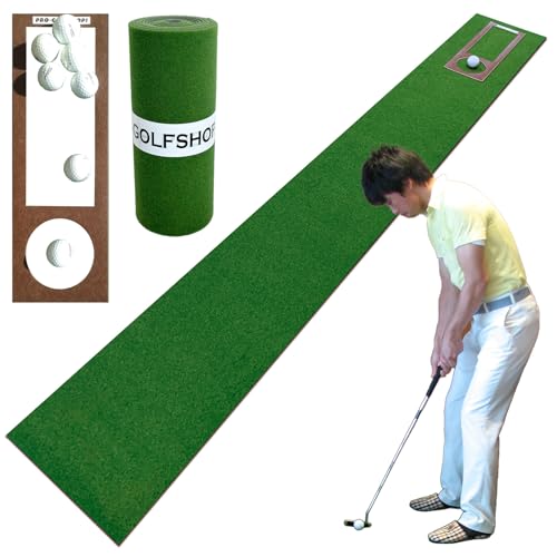 パターマット工房 スーパーベント 日本製 (30cm×2.2m) 距離感マスターカップ付き 室内 防音 ゴルフ練習マット SUPER-BENT 画像1