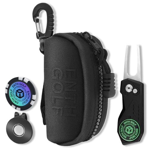 ENTH 1000D 高耐久ナイロン ゴルフボールケース【２個用】開閉式グリーンフォーク ゴルフ マーカー ハットクリップ 4点セット 画像1