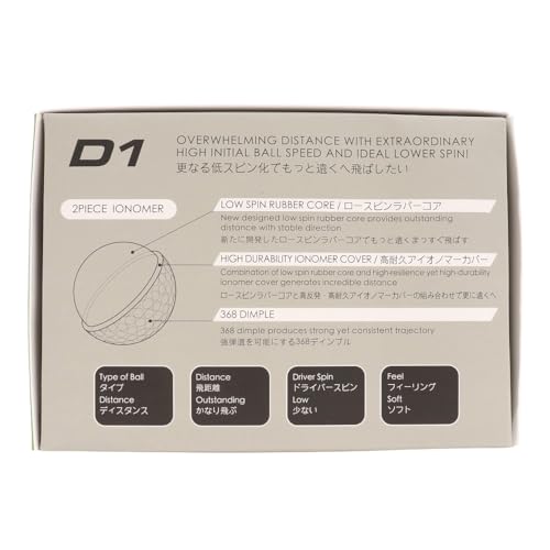 ホンマ ゴルフ ボール D1 D-1 BT2201 2ピース ソフト アイオノマー 飛び系 飛距離 ディスタンス ゴルフボール 1ダース 12球 コスパ 本間ゴルフ 本間 HONMA/BT2201/マルチカラー 最後 画像