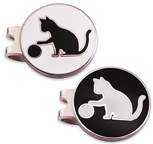 Adhere ゴルフ マーカー ゴルフキャップクリップ 磁気両面ロゴボールマーク かわいい猫と 肉球 デザイー 2個入り 画像1