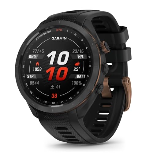 ガーミン(GARMIN) Approach S70 47mm Black Bronze Edition AMOLED(有機EL)ディスプレイ搭載 ゴルフウォッチ GPSマップ Suica対応 バーチャルキャディ 010-02746-71 【日本正規品】 画像1