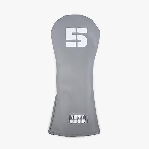 [新色登場] 東京発 YUPPY QUOKKA 公式 ゴルフ ヘッドカバー 高級 最上級合皮レザー オリジナル ラバーパッチ 番手 選べる5色 デザイン性 スタイリッシュ ゴルフヘッドカバー かっこいい おしゃれ 単品 防水 RUBBER PATCH (グレー, 5番ウッド) 最後 画像