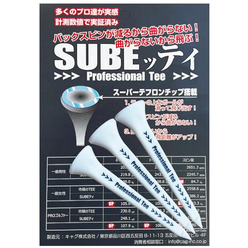 【公式ショップ】 SUBEッティ ゴルフティー スベッティ ゴルフ ティー 曲がらない プロフェッショナルティ ゴルフティ スベッティー ロングティー ショート 3本 Professional Tee ショートティー 飛距離 すべっティー 曲がらないティー【ホワイト（ロング）】 1枚目 画像