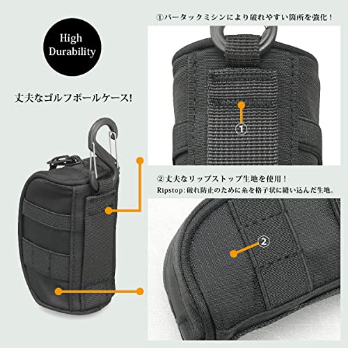 NEXARY ゴルフボールケース ボールポーチ ゴルフ (ブラック) 中間 画像