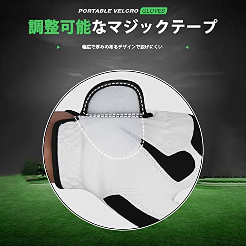 SunGoddy ゴルフグローブ メンズ 1個左手用 滑り止め 柔らかい ゴルフ用 繊維布 フィット感 マジックテープ 3Dカット汗防止 多機能 水洗い可 中間 画像