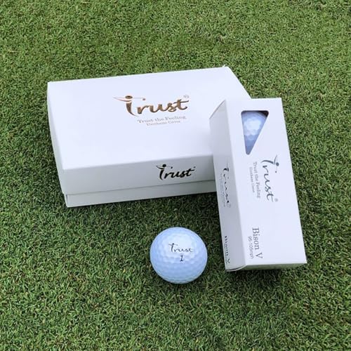 Trustトラストゴルフボール2023Bison V 飛ぶ 曲がらない 止まるウレタンカバー3ピースリアクティブコア(ツアー系) 1ダース(12個入り) ホワイト 中間 画像